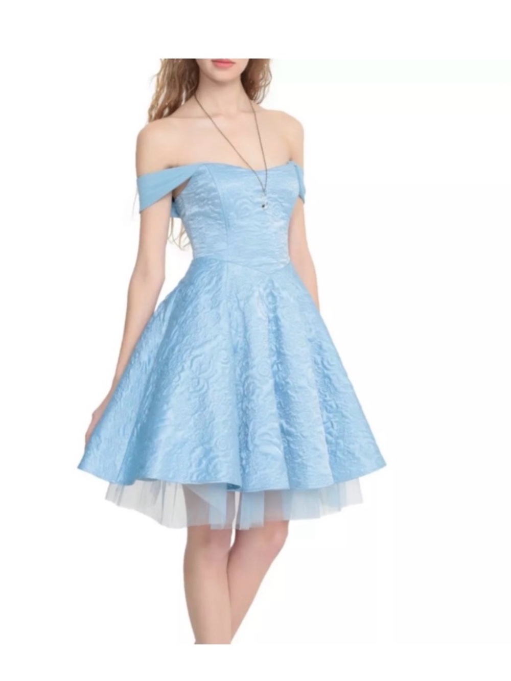 Light Blue Off-Shoulder Cinderella-Inspired Dress
